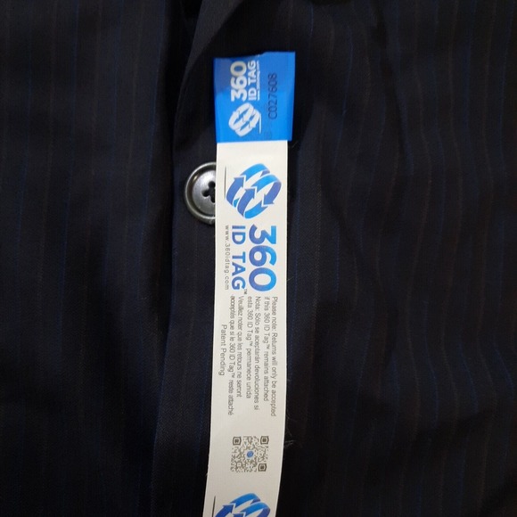 Jos A Bank Mens Suit 42L 46" 36x31 Blue Stripe Jacket Blazer Sport Coat Wool - Picture 15 of 15